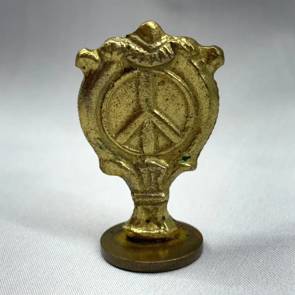 Unbranded Wax Seal Stamp Unisex Small Gold Fair Peace Sign Vintage Brass